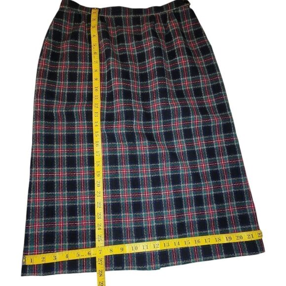 Pendelton Vintage 70s Black Stewart Tartan Plaid Wool Skirt Red Green Black - Picture 2 of 12